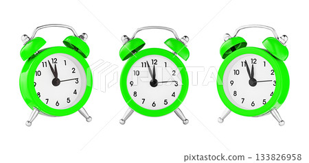 classic watch, pointer clock, green color alarm watch on isolated white background 133826958