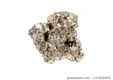 Vivid Pyrite Gemstone with Cubic Structure Vivid Pyrite Gemstone with Cubic Structure 133826959
