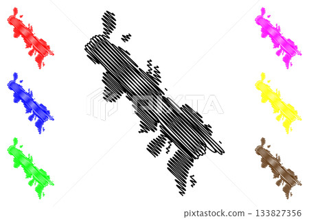 Arkoi island (Hellenic Republic, Greece, Greek island, Dodecanese Archipelago) map vector illustration, scribble sketch Arkioi map 133827356