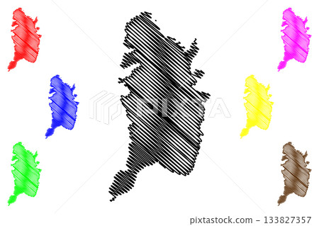 Bisevo island (Republic of Croatia, Adriatic Sea) map vector illustration, scribble sketch Bisevo map 133827357
