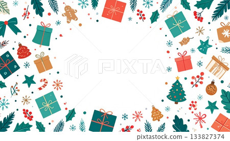 Christmas pattern flat design simple frame 3 133827374