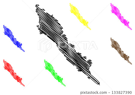 Iz island (Republic of Croatia, Adriatic Sea) map vector illustration, scribble sketch Iz map 133827390