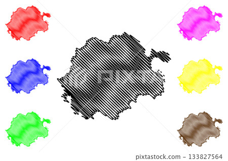 Pano Koufonisi island (Hellenic Republic, Greece, Greek island) map vector illustration, scribble sketch Koufonisia map 133827564