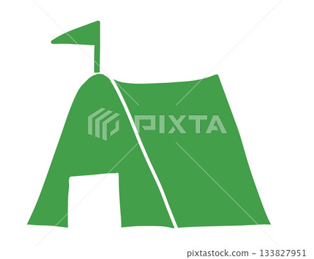 Green silhouette of a camping tent Green silhouette of a camping tent 133827951