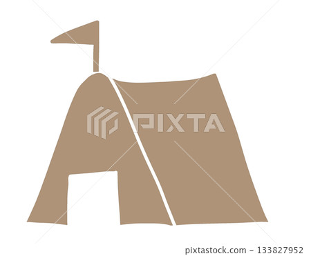 Brown silhouette of a camping tent Brown silhouette of a camping tent 133827952