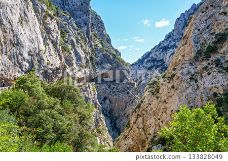 The amazing Gorges de Galamus, Galamus Gorge, Aude, Eastern Pyrenees - Languedoc Roussillon, France. 133828049