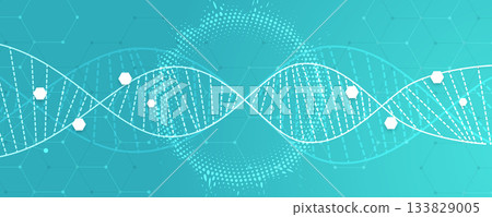 Futuristic medical background,  DNA strands, connected neural web 133829005
