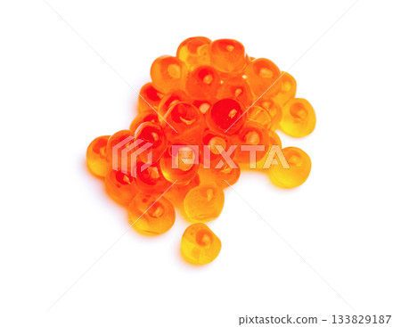 Red caviar isolated on white. Red caviar isolated on white. 133829187