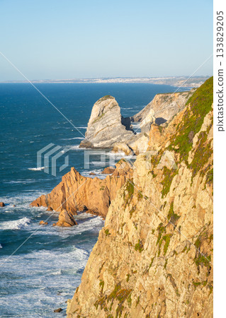 Beautiful Sea Stacks of Cabo da Roca and Atlantic Ocean. Portugal Beautiful Sea Stacks of Cabo da Roca and Atlantic Ocean. Portugal 133829205