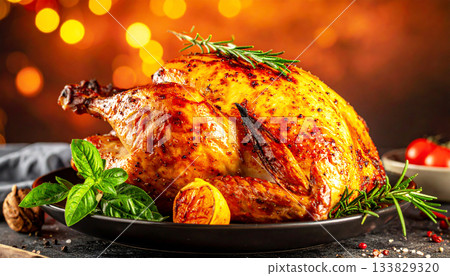 Roast turkey for Christmas dinner or Thanksgiving day dinner 133829320