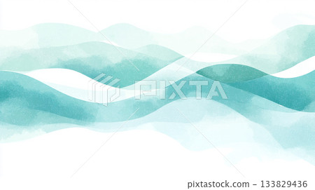 水彩藍色漸層波浪背景 133829436