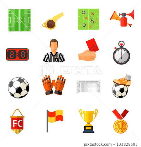 Soccer Flat Icon Set 133829593
