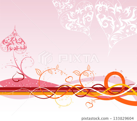 Valentines Day background with hearts and florals Valentines Day background with hearts and florals 133829604