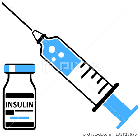Plastic Medical Syringe and Vial Icon 133829659