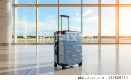 旅行照片：機場大廳裡擺放著的行李箱 133829914