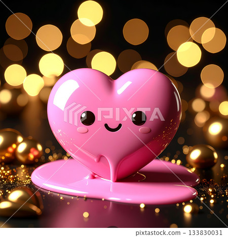 Heart-shaped chocolate melts Valentine's Day love Heart-shaped chocolate melts Valentine's Day love 133830031