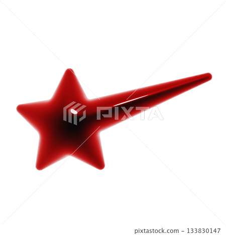 A simple shooting star plump glossy 3D icon. Blood-red decorative illustration A simple shooting star plump glossy 3D icon. Blood-red decorative illustration 133830147