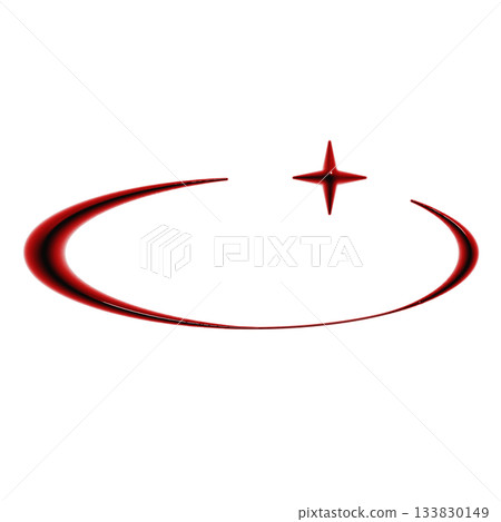 一個飽滿閃亮的3D相框，上麵點綴著璀璨的星星。插圖為血紅色的裝飾材料。 133830149