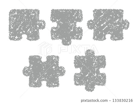 Hand-drawn crayon material decorative puzzle pieces 133830216