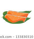 Salmon fillet on bamboo 133830310