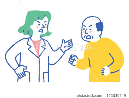 Arguing elderly patient and female doctor_Color 133830349