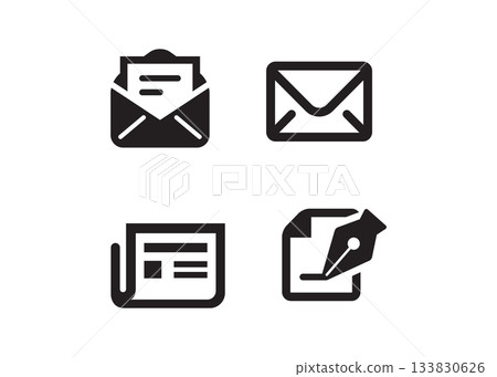 Email and envelope icons on White Background Email and envelope icons on White Background 133830626