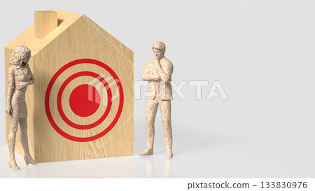 Housing Market Target Decision Concept Art 3d render. 133830976