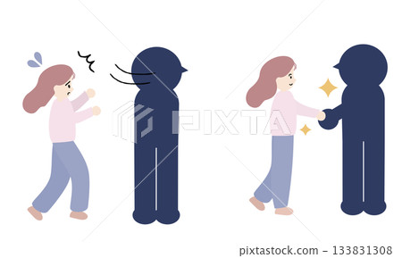 A woman who is suddenly betrayed by someone and a woman who builds trust with others 133831308