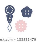 Cute illustration of a needle and button 133831479