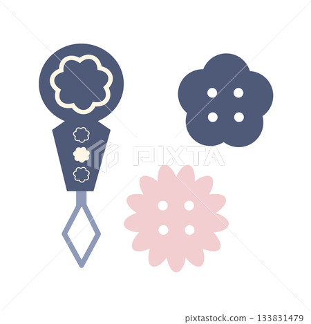 Cute illustration of a needle and button 133831479