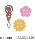 Cute illustration of a needle and button 133831480