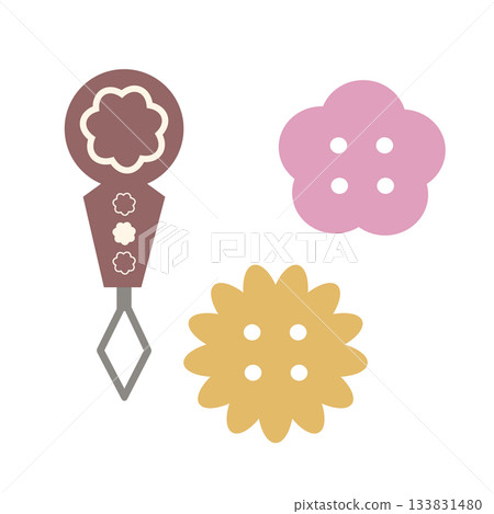 Cute illustration of a needle and button 133831480