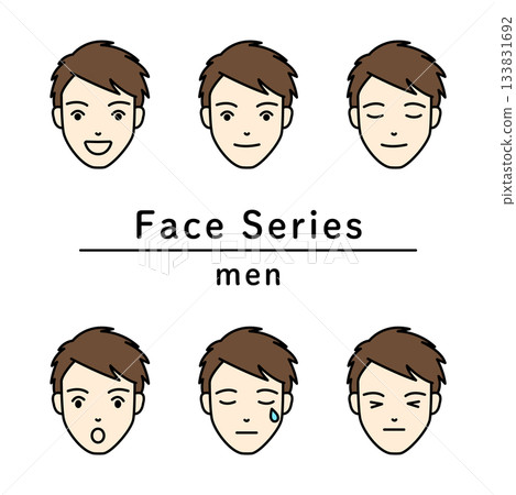 A set of young men's faces expressing various emotions A set of young men's faces expressing various emotions 133831692