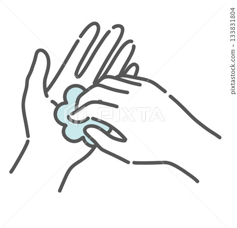 Illustration of hand washing procedure for washing fingertips (under nails, infection prevention) Illustration of hand washing procedure for washing fingertips (under nails, infection prevention) 133831804