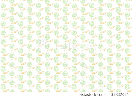 Stock Illustration: Seamless pattern illustration of melon and cut melon on transparent background 133832015