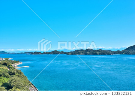 The Seto Inland Sea as seen from Tatara Bridge The Seto Inland Sea as seen from Tatara Bridge 133832121