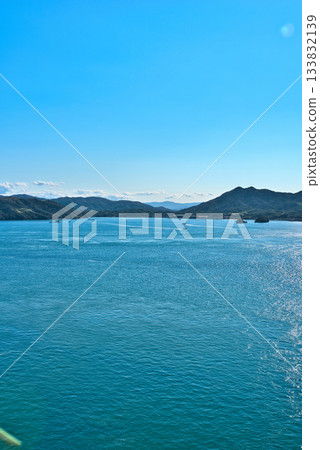 The Seto Inland Sea as seen from Tatara Bridge The Seto Inland Sea as seen from Tatara Bridge 133832139