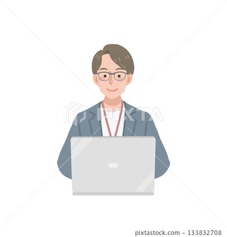 Casually dressed businessman using a computer Casually dressed businessman using a computer 133832708