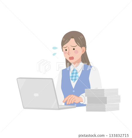 一位忙碌的女上班族的插圖 133832715