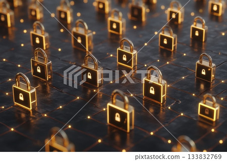 Abstract Image of Digital Commerce Platform with Security Locks 133832769
