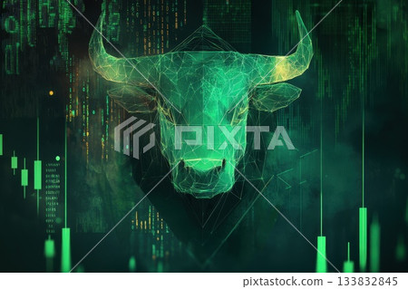 A green bull with a green background A green bull with a green background 133832845
