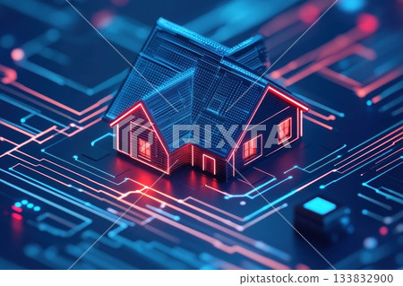 Conceptual Hologram of a Digital Ecosystem with Smart Home Features 133832900