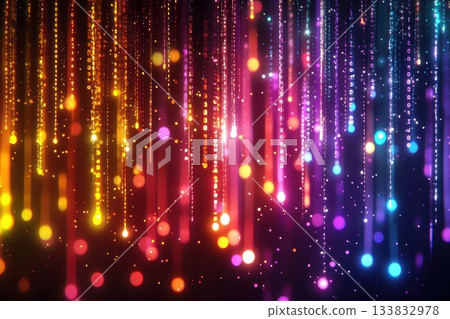 A colorful, multi-colored, and multi-dimensional image of a light show 133832978