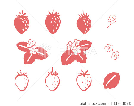 手繪可愛草莓圖示集 133833058