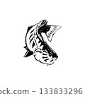 Leaping Fish vector Illustration Monochrome 133833296
