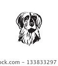 vector Monochrome Pointing Dog Illustration 133833297