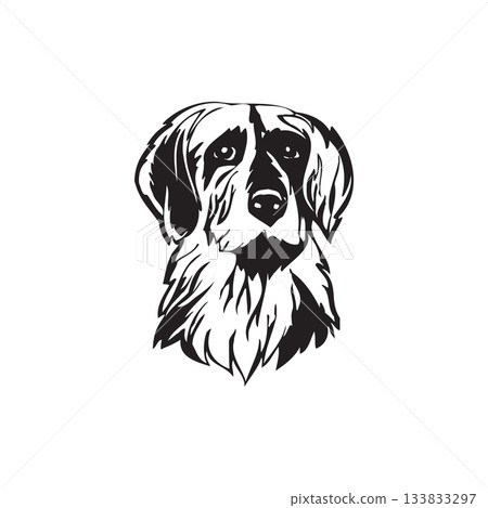 vector Monochrome Pointing Dog Illustration 133833297