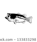 Leaping Fish vector Illustration Monochrome 133833298