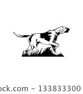 vector Monochrome Pointing Dog Illustration 133833300