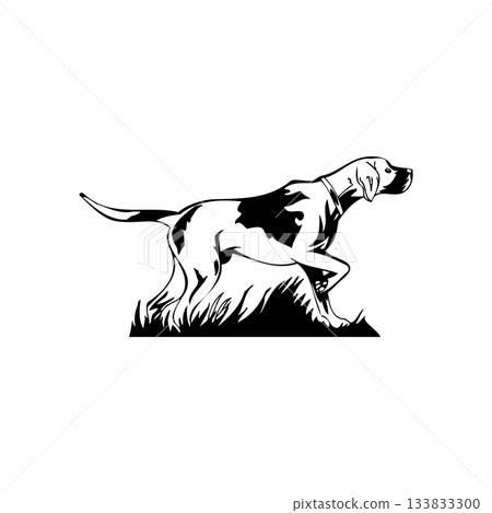 vector Monochrome Pointing Dog Illustration vector Monochrome Pointing Dog Illustration 133833300